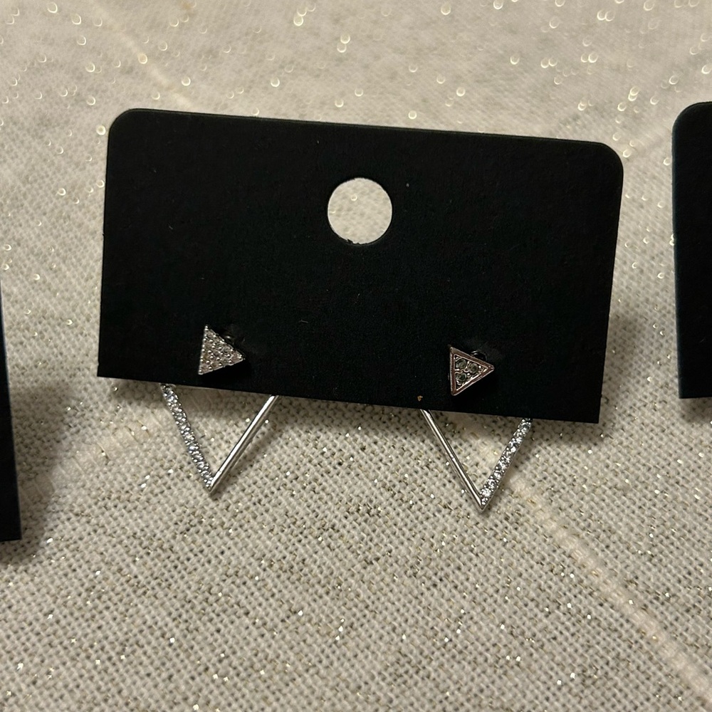 Silver Triangle and circle Stud Earrings (2piece bundle)